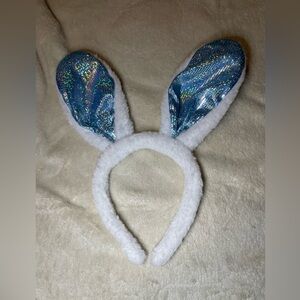 Bunny Ears Head band with blue shimmer glitter